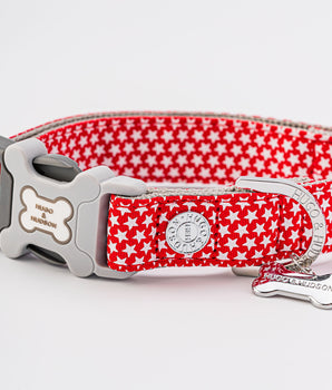 Fabric Dog Collar - Red Star
