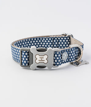 Fabric Dog Collar - Navy Star