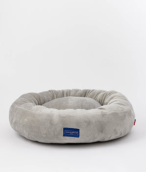 Round Donut Dog Bed - Light Grey
