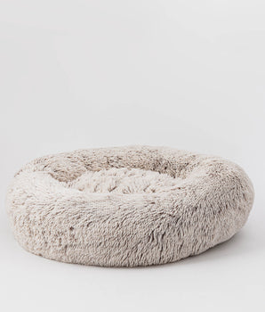 Calming Dog Bed - Silver with Brown