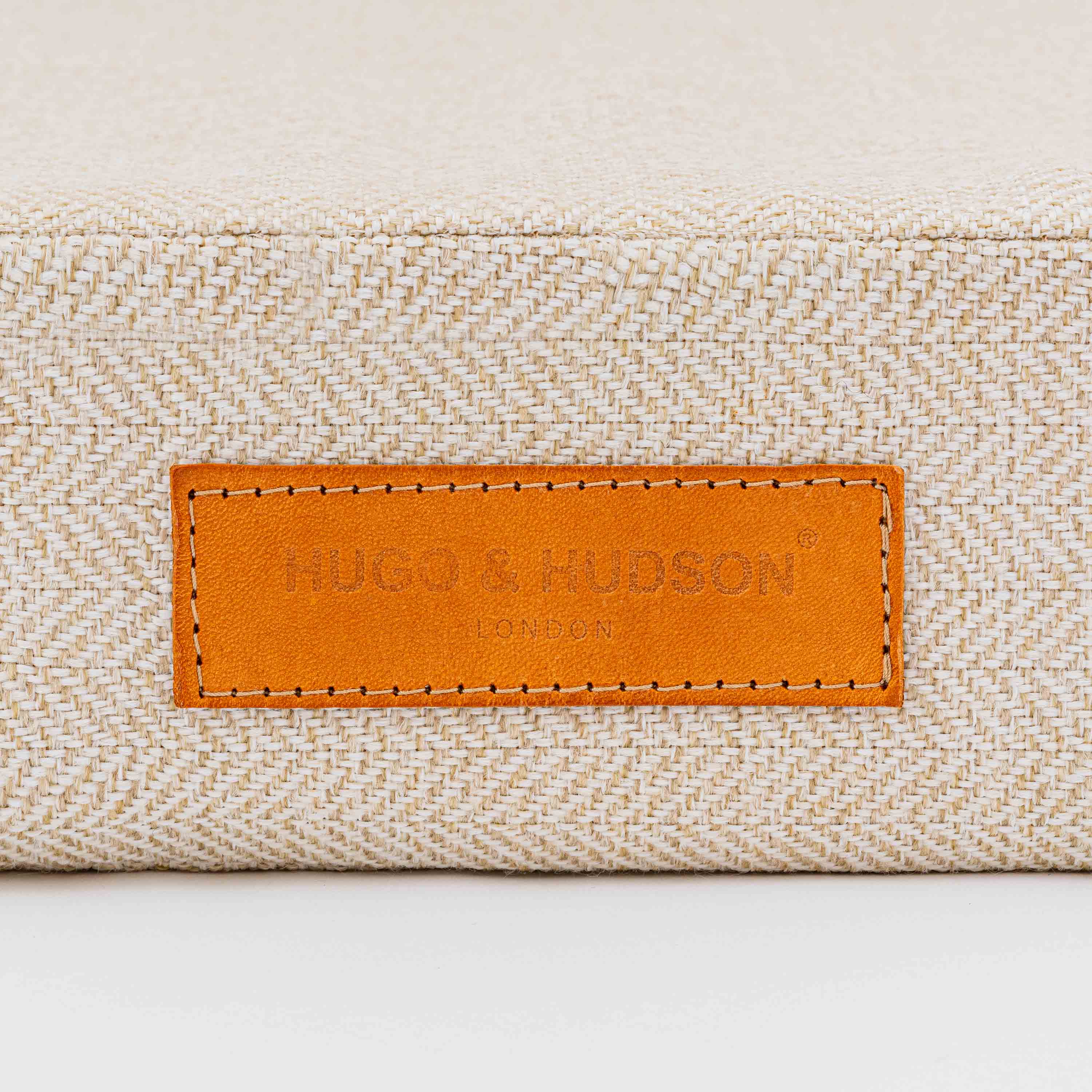 Foam Mattress Dog Bed Grey Herringbone Hugo & Hudson London