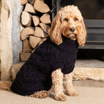 Cable Knit Dog Sweater - Navy