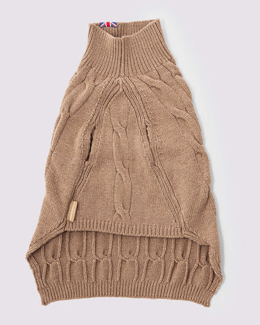 Knitted Dog Jumper - Camel Front