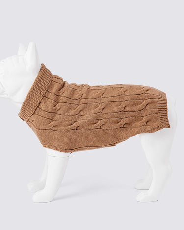 Knitted Dog Jumper - Camel