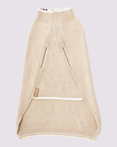 Knitted Dog Jumper - Beige Front