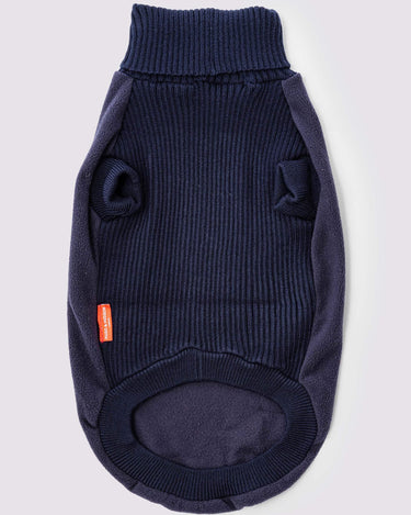 Fleece and Knit Dog Jumper - Navy Front