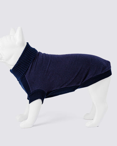 Fleece and Knit Dog Jumper - Navy