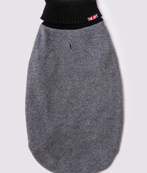 Fleece and Knit Dog Jumper - Grey Back