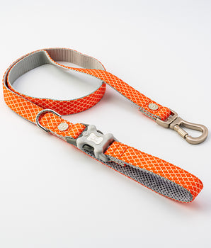 Fabric Dog Lead - Orange Geometric