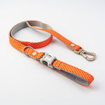 Fabric Dog Leash - Orange Geometric