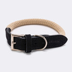 Rope and Suede Leather Dog Collar - Black