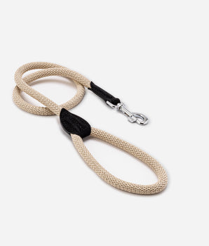 Rope and Suede Leather Dog Leash - Black