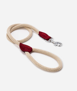 Rope and Leather Dog Leash - Burgundy