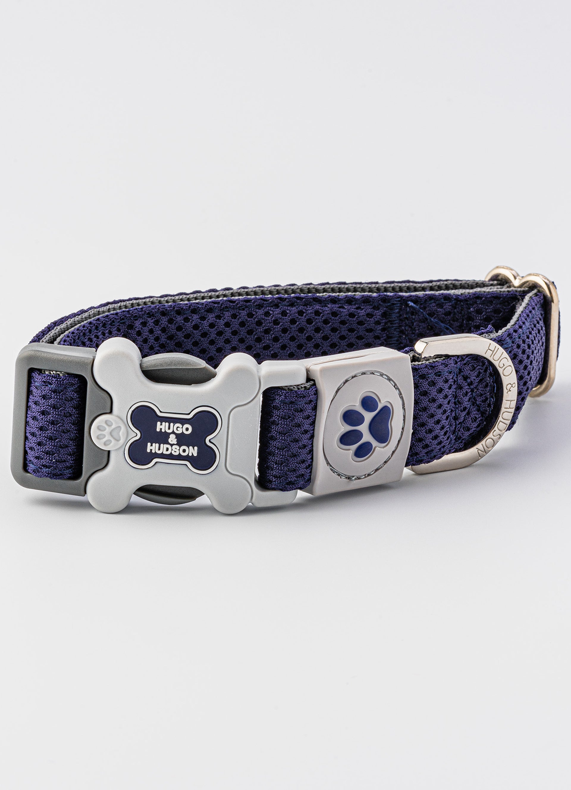 Mesh Dog Collar Navy Hugo & Hudson London