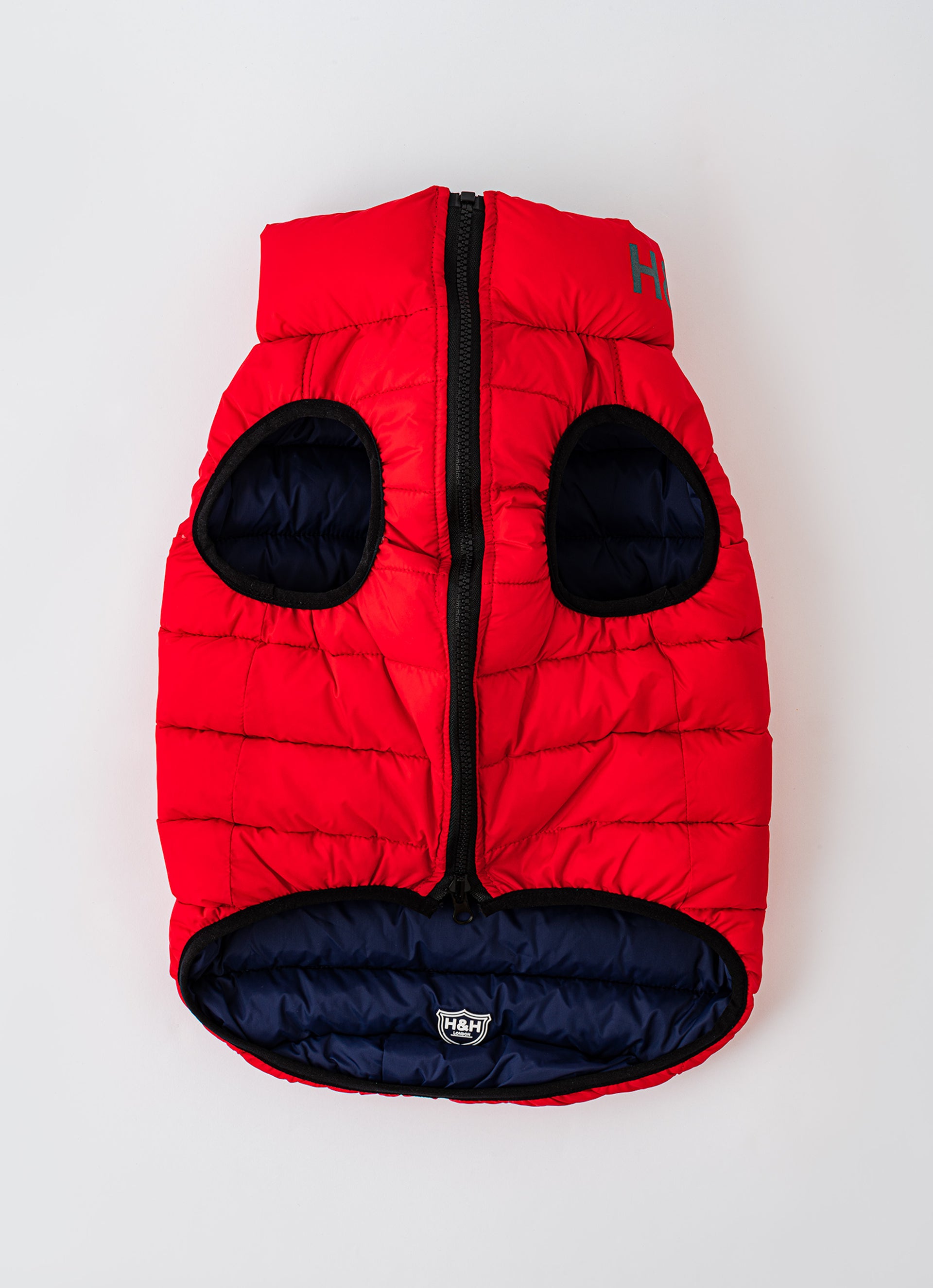 Red and Navy Dog Puffer Jacket Hugo & Hudson London