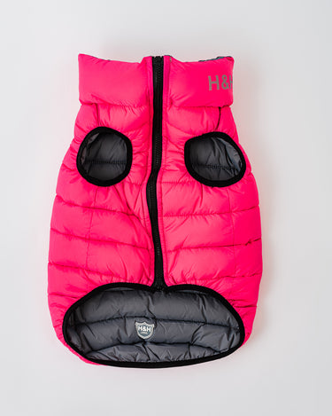 Reversible Dog Puffer Jacket - Pink and Grey