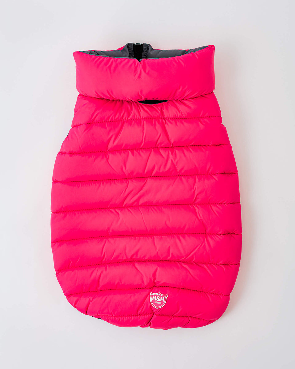 Pink and Grey Dog Puffer Jacket Hugo & Hudson London