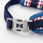 Fabric Dog Harness - Checkered Navy and Red