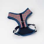 Fabric Dog Harness - Checkered Navy and Red