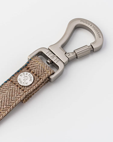 Caramel Checked Herringbone Tweed Dog Lead