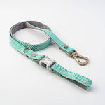Tweed Dog Leash - Aqua Herringbone