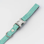 Tweed Dog Leash - Aqua Herringbone
