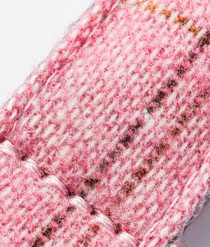 Tweed Metal Buckle Dog Collar - Pink Checkered
