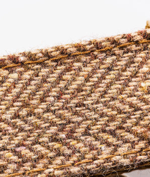Tweed Metal Buckle Dog Collar - Caramel Checkered Herringbone