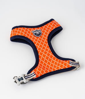 Fabric Dog Harness - Orange Geometric