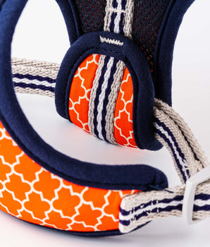 Fabric Dog Harness - Orange Geometric