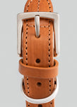 Navy Round Rope Dog Collar with Cognac Leather
