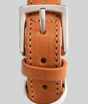 Navy Round Rope Dog Collar with Cognac Leather