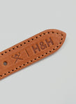 Navy Round Rope Dog Collar with Cognac Leather