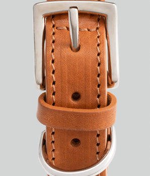 Natural Round Rope Dog Collar with Cognac Leather