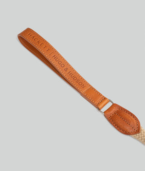 Natural Round Rope Dog Lead with Cognac Leather