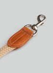 Natural Round Rope Dog Lead with Cognac Leather