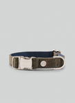 Dark Green Checked Herringbone Tweed Dog Collar