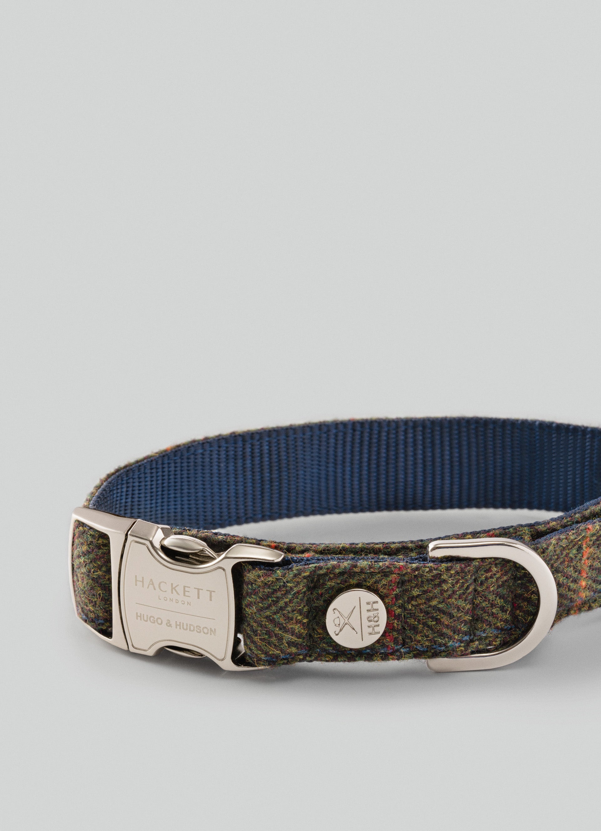 Dark Green Checked Herringbone Tweed Dog Collar