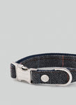 Grey Checked Herringbone Tweed Dog Collar