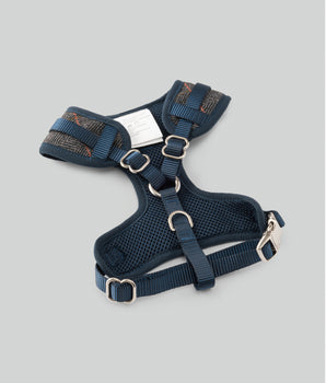 Grey Checked Herringbone Tweed Dog Harness