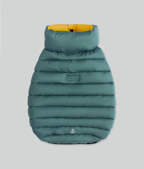Reversible Dog Puffer Jacket - Forest Green & Gold