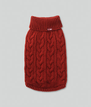 Cable Knit Pullover Dog Jumper - Brick
