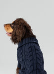 Cable Knit Pullover Dog Jumper - Navy