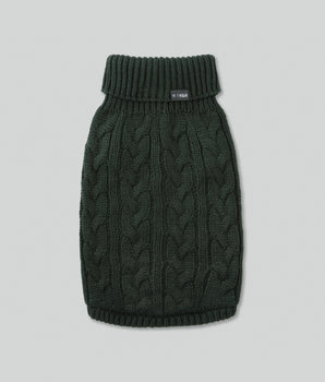 Cable Knit Pullover Dog Jumper - Green
