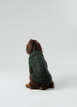 Cable Knit Pullover Dog Jumper - Green