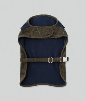 Dark Green Checked Herringbone Tweed Dog Jacket