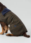 Dark Green Checked Herringbone Tweed Dog Jacket