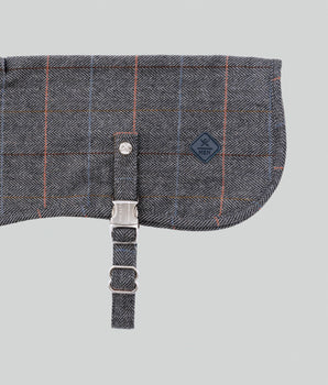 Grey Checked Herringbone Tweed Dog Jacket