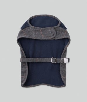 Grey Checked Herringbone Tweed Dog Jacket