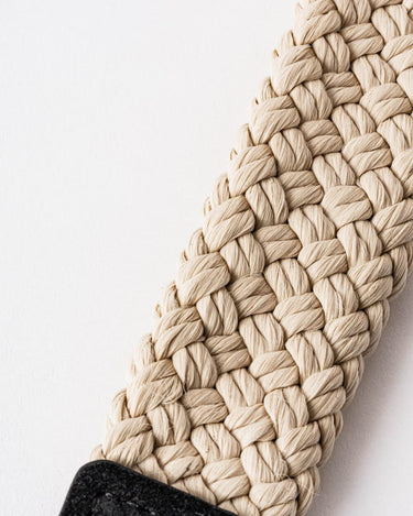 Flat Rope and Leather Dog Lead - Black Pattern